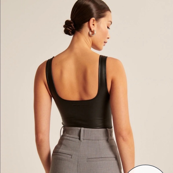 Abercrombie & Fitch Black Faux Leather Bodysuit S - Picture 4 of 8